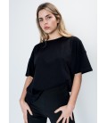 Camiseta Hortensia Negra Oversize