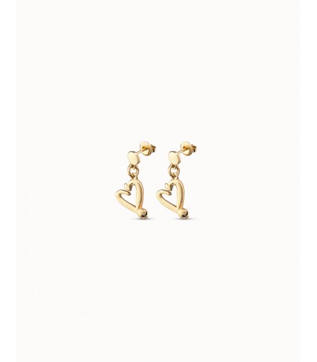 Pendientes modelo One Love bañados en oro de Uno de 50 joyería online