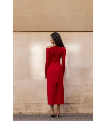 Falda midi roja para mujer . Novedades otoño invierno . Envio gratis 