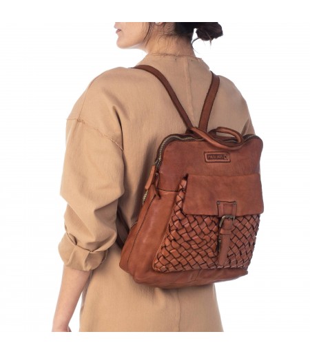 Mochila de piel para mujer Faura Cognac Pikolinos