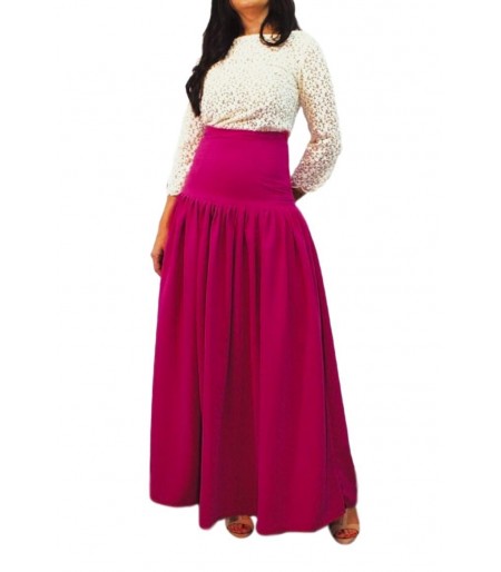 falda de mujer de fiesta larga de vuelo lila modelo coctel.Ropa y moda de mujer online